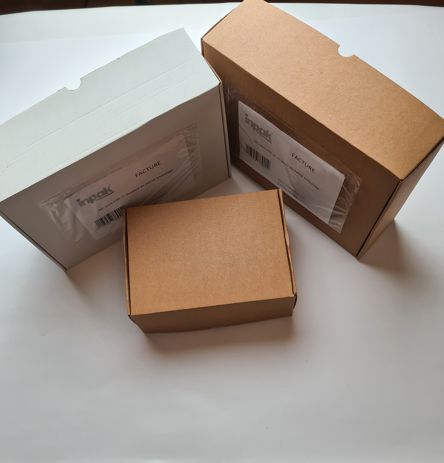Boîte carton avec fermeture renforcée intérieur blanc 250 X 200 x 100